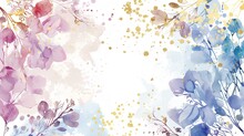 Watercolor Floral Background With Pink Flowers And Butterflies