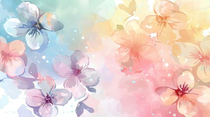 Wall Mural - Spring Blossom Watercolor Floral Background with Pink Flowers Vector Illustration for Card Design Summer Wallpaper Nature Art Decoration