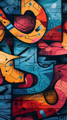 Wall Mural - Vibrant graffiti mural showcasing bold colors and intricate detail