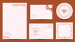 decorative backgrounds with coffee beans and cups. Vector templates. Coffee drinks.