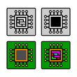 Microprocessor vector icons on white background