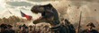 A Hadrosaur in colonial American garb, participating in the revolutionary war with its resonant calls rallying the troops