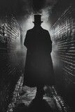 Fototapeta  - Jack the Ripper, a specter of fear, his legend a darkly woven tapestry in the narrative of criminal lore