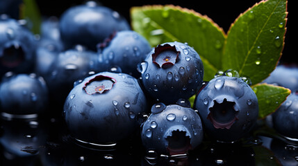 Wall Mural - Fresh blueberries with water droplets