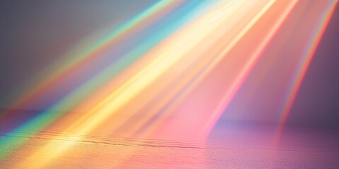 Wall Mural - Abstract rainbow light in empty room, natural beautiful rainbow gradient highlight ray on empty white wall, copy space, mock up.