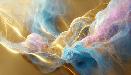 Wall Mural - ai generative of the background of your work is very neat, the mixture of light blue, pink, white and gold makes the smoke look real