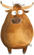 © Pro Hi-Res - Watercolor illustration of a bull cartoon character In the style of childish and whimsy isolated.