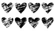 Set of Grunge Hearts PNG Silhouettes