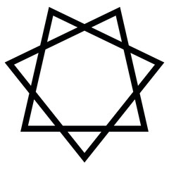 Wall Mural - heptagram shape symbol, black and white vector silhouette illustration of septagram seven-point star