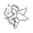 Cupid shooting arrow. Angel with a wings. Valentine's day. Vector illustration