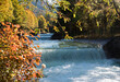 Rissbachstollen, affluent stream of lake Walchensee, with cascades, in autumn