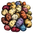 Potatoes on white background, color graphical illustration generated with AI.Vegetables