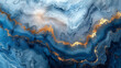 Abstract painting of swirling blue and gold, capturing the ethereal beauty of marble.