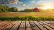 beautiful sunrise in the countryside on a wooden board perfect for placing objects in high resolution and quality