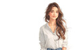 © neatlynatly - Illustration of a young woman with wavy hair smiling gently.