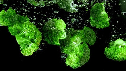 Canvas Print - Super slow motion fresh broccoli. High quality FullHD footage