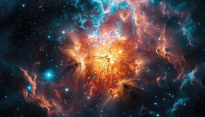 Canvas Print - A bright orange and blue star in the sky by AI generated image
