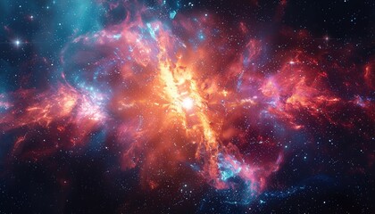 Canvas Print - A bright orange and blue star in the sky by AI generated image