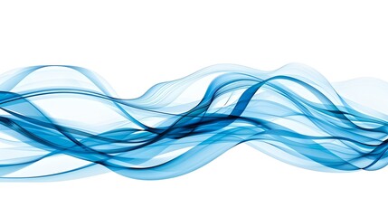 Wall Mural - elegant blue smoke waves flowing on white background. abstract art for wallpapers, backgrounds, and 