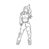 Fototapeta Koty - Kpop Idol cartoon, dance pose. Digital art illustration