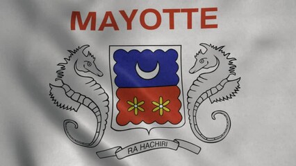 Wall Mural - Mayotte waving flag in the wind. National flag of Mayotte. Sign of Mayotte