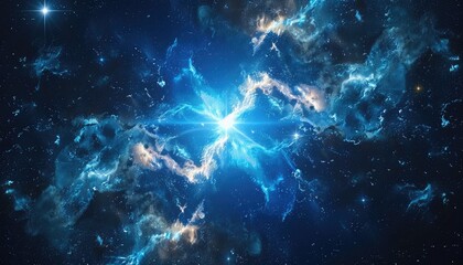 Canvas Print - A blue and white star with a bright light in the middle by AI generated image