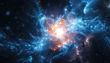 Canvas Print - A bright orange and blue star in the sky by AI generated image