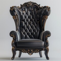 Vintage Antique Armchair on Isolated White Backgrounds with Elegant Royal Design