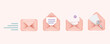 Set of 3D cartoon tyle icons related to email.