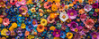 colorful flowers meadow texture background, top view	
