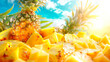 Pineapple harvest in the garden. selective focus.