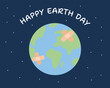 Happy Earth day. Band aid on Earth, globe. Our planet with band aid. Earth day concept. Vector illustration cartoon flat style