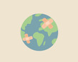 Band aid on Earth, globe. Our planet with band aid. Earth day concept. War and peace. Vector illustration cartoon flat style.