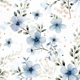 Fototapeta Dziecięca - Watercolor seamless pattern with soft flowers on white background.