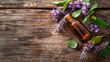 vitex essential oil in a bottle. selective focus.