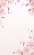 Delicate cherry blossom branches with pink flowers on a beige background. Japanese style.