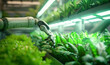 Advanced Robot Arm Tending to a Lush Indoor Vegetable Farm