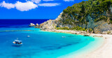 Fototapeta Most - Turquoise beautiful beaches  of Lefkada island, Agios Nikitas village .Greece, Ionian islands. Greek summer destinations