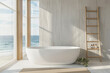 Elegant Bathroom Interior with Ocean View and Natural Light