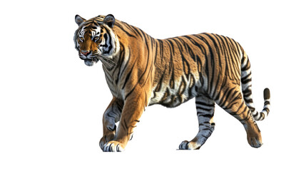 Hunting tiger on transparent background. 