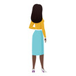 Back view of female teacher, advisor or executive manager standing with waiting pose vector illustration