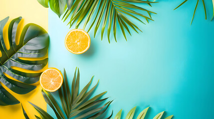 Wall Mural - Summer tropical banner - Refreshing design pop colors background