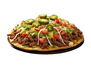 Wall Mural - Beef Tostada Platter isolated on transparent png background. Generative ai
