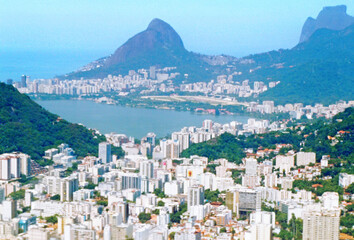 Poster - Aerial View of Botafogo and Urca neighborhoods and Botafogo Creek. Rio de Janeiro City. 2020