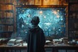© gearstd - Person analyzing futuristic interface in library
