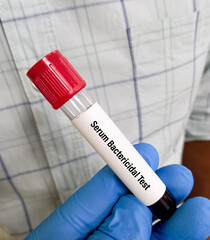 Sticker - Blood sample for Serum Bactericidal Test (SBT), to determine maximum bactericidal dilution of serum after administration of antibiotics.