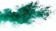 abstract powder splatted background. Freeze motion of green powder exploding/throwing green. Abstract emerald dust explosion on white background.
