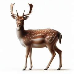  Image of isolated fallow deer against pure white background, ideal for presentations
