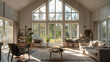© William 23 Studio - Luxurious Scandinavian Living Room with Cathedral Ceiling, Expansive Windows, Cozy Reading Corner, and Stylish Accents