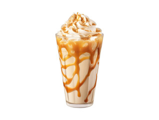 Wall Mural - Caramel Macchiato ice cream isolated on transparent png background. Generative ai